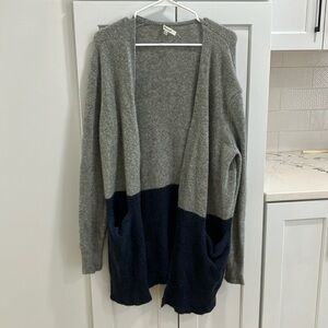 Madewell Women's Gray Blue Merino Wool Alpaca Open Front Long Sweater Cardigan